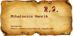 Mihalovics Henrik névjegykártya